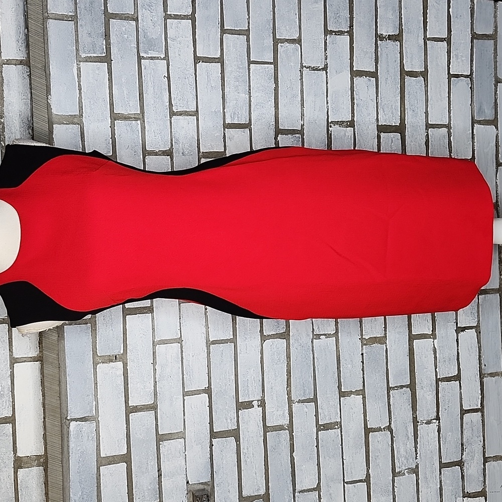 Jones New York Dress Sleeveless Sheath Colorblock Dress Size 2 Red & Black - Picture 2 of 11